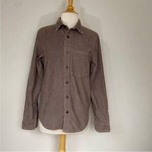 Da Vinci New Vintage Men Taupe Corduroy Button Down Shirt Size XS Western Casual